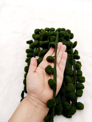 9 yards x Wholesale Green Pom Pom Fringe Trim, Pompom Trimming, Tassels